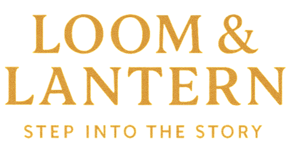 Logo of Loom & Lantern with tagline 'Step into the Story' on a white background